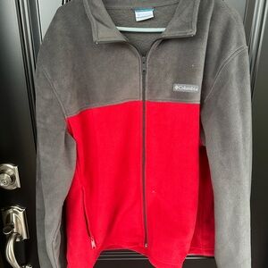 Columbia Men’s Two-Tone Fleece Jacket - Red and Gray